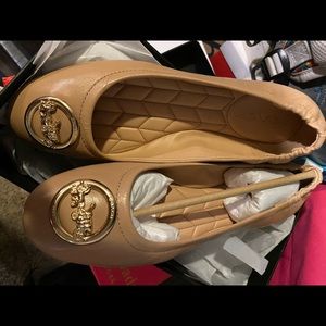 NWT coach ballet flats tan brown leather 8.5